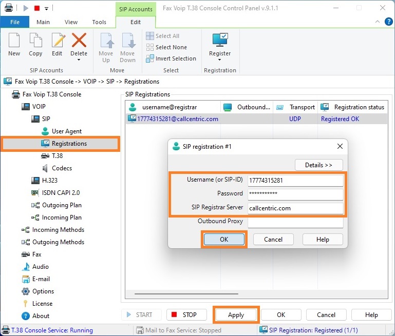 Configure SIP Registration